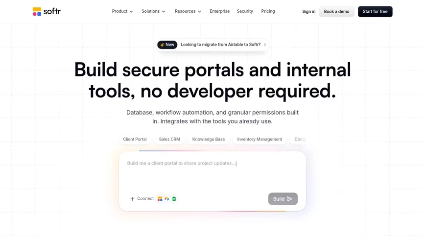 softr homepage on a white background