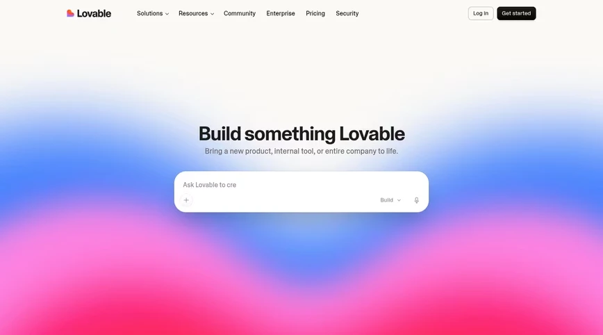 Screenshot of Lovable homepage